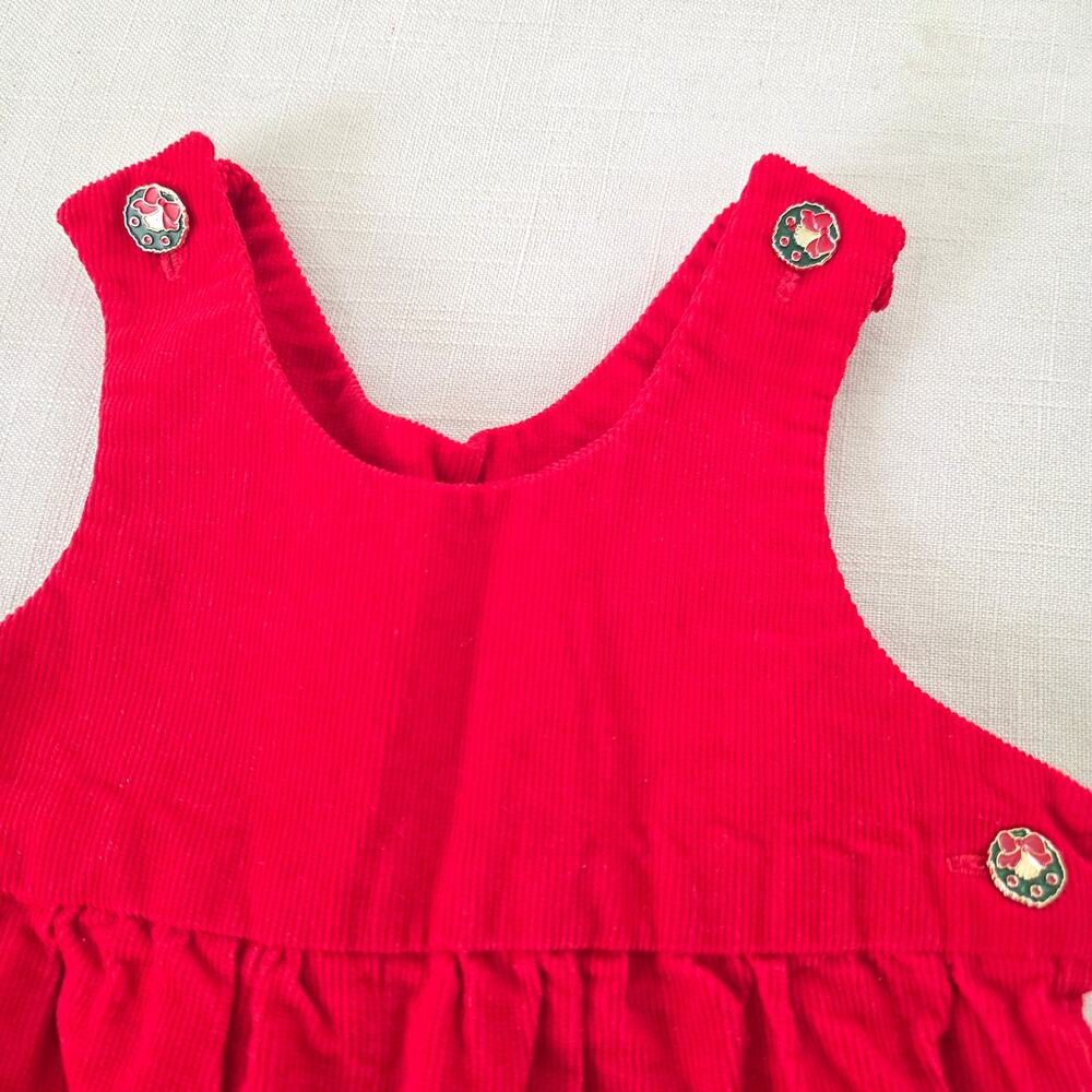 Vintage Red Corduroy Christmas Romper 18-24